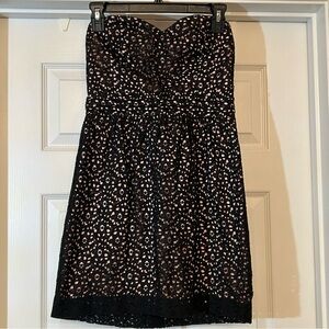 Twenty One Strapless Black and Pink Patterned Dress Size M